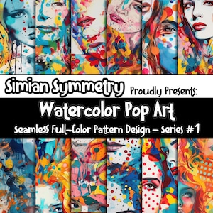 DIGITAL PAPER Pop Art Series 1 | Seamless Designs | Twelve Colorful Patterns | Tile Patterns | Instant Download