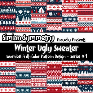 Papier numérique Winter Ugly Sweaters | Téléchargement instantané | Modèles sans couture | Collection de tricots de fête | Modèle de pull moche de Noël
