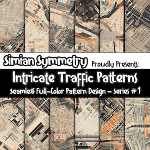 Intricate Traffic Patterns Digital Paper | Instant Download | Seamless Patterns | Complex Roads Collection | Seamless Map | Cars and Traffic