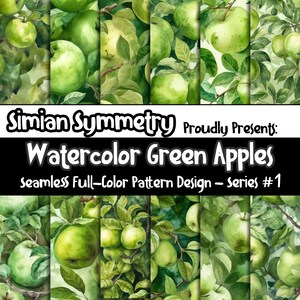 PAPEL DIGITAL Maçãs Verdes Série 1 | Desenhos perfeitos | Doze padrões coloridos | Padrões de azulejos | Download instantâneo