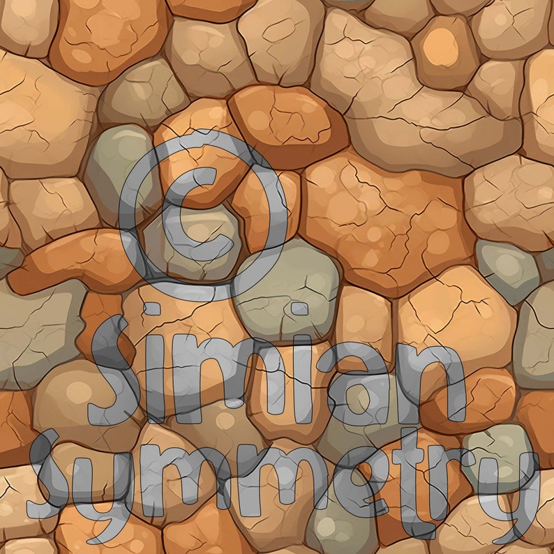 Cartoon Cobblestone Wall Digital Paper | Instant Download | Seamless Patterns | Whimsical Stone Pattern | Cobblestone Animated | Stone Wall image 3