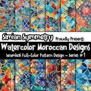 PAPIER NUMÉRIQUE Dessins Marocains Série 1 | Conceptions sans couture | Douze motifs colorés | Motifs de carreaux | Téléchargement instantané