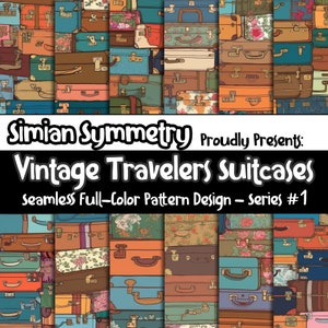 DIGITAL PAPER Vintage Travellers Suitcases Serie 1 | Nahtlose Designs | Zwölf bunte Muster | Fliesenmuster | Sofort Download