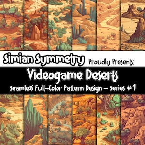 DIGITAL PAPER Videogame Deserts Series 1 | Seamless Designs | Twelve Colorful Patterns | Tile Patterns | Instant Download