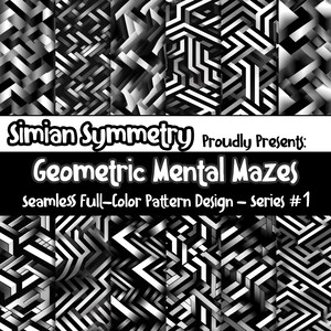 DIGITAL PAPER Geometric Mental Mazes Series 1 | Seamless Designs | Twelve Colorful Patterns | Tile Patterns | Instant Download