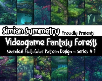 Videogame Fantasy Forest Digital Paper | Videogame Seamless | Videogame Fantasy Patterns | Videogame Fantasy Scrapbook | Videogame Patterns