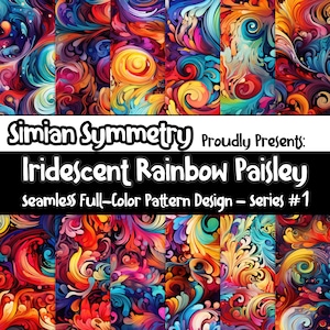 Rainbow Iridescent Paisley | Instant Download | Seamless Patterns | Colorful Paisley Design | Iridescent Paisley Pattern | Seamless Paisley