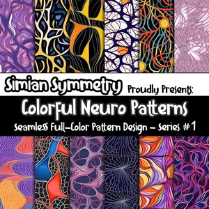 DIGITAL PAPER Colorful Neuro Patterns Series 1 | Seamless Designs | Twelve Colorful Patterns | Tile Patterns | Instant Download