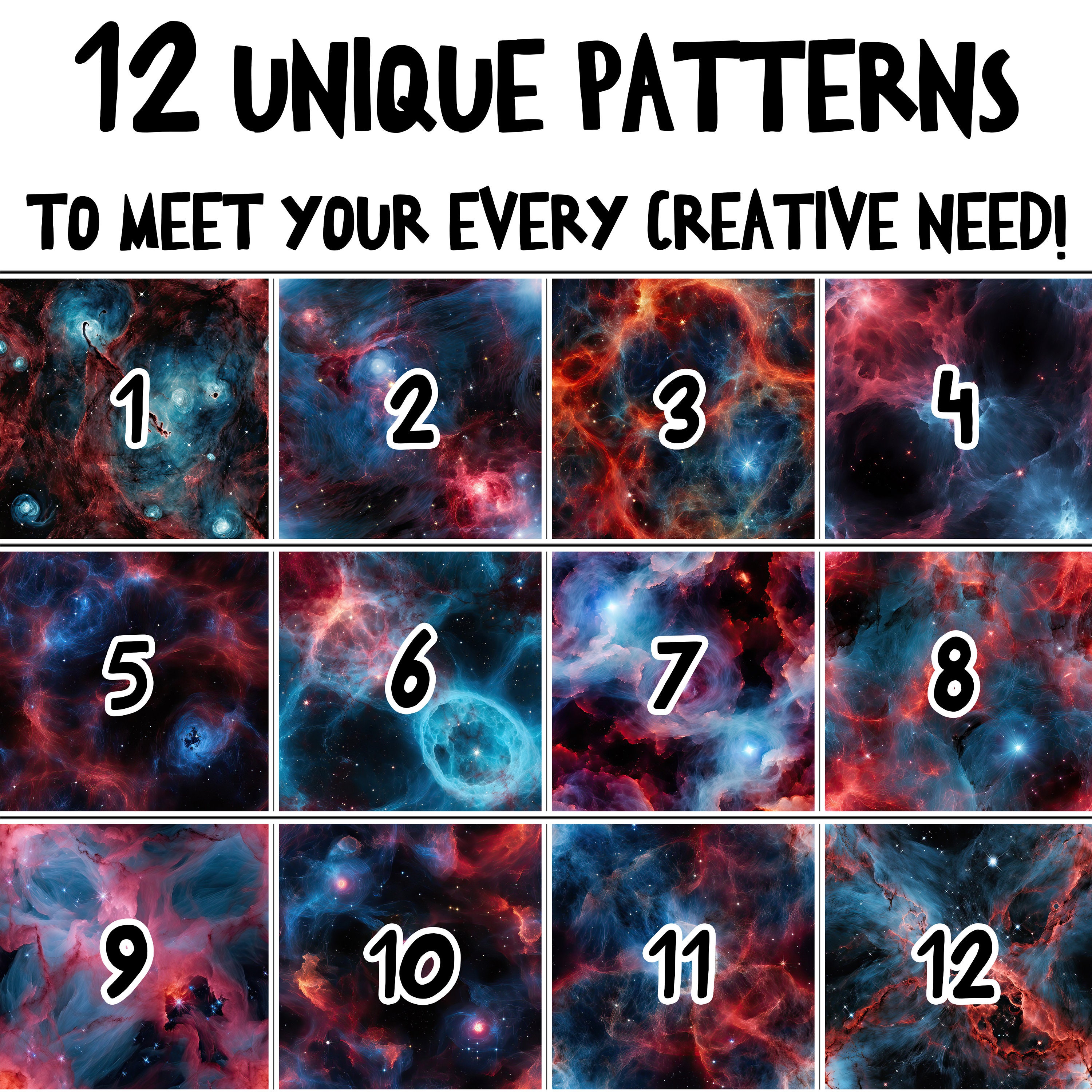 Colorful Interstellar Nebulae | Instant Download | Seamless Patterns ...