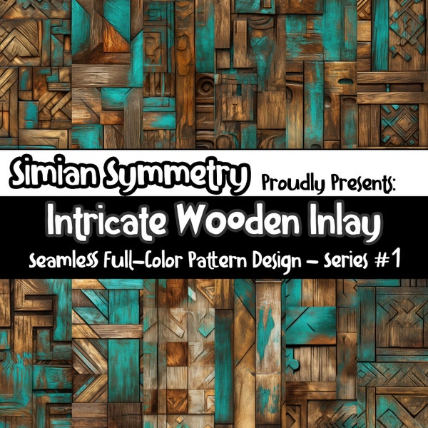 Intricate Wooden Inlay | Instant Download | Seamless Patterns | Woodwork Art Collection | Wooden Inlay Seamless Pattern | Seamless Pattern