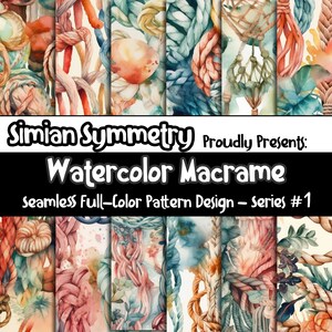 DIGITAL PAPER Macrame Series 1 | Seamless Designs | Twelve Colorful Patterns | Tile Patterns | Instant Download