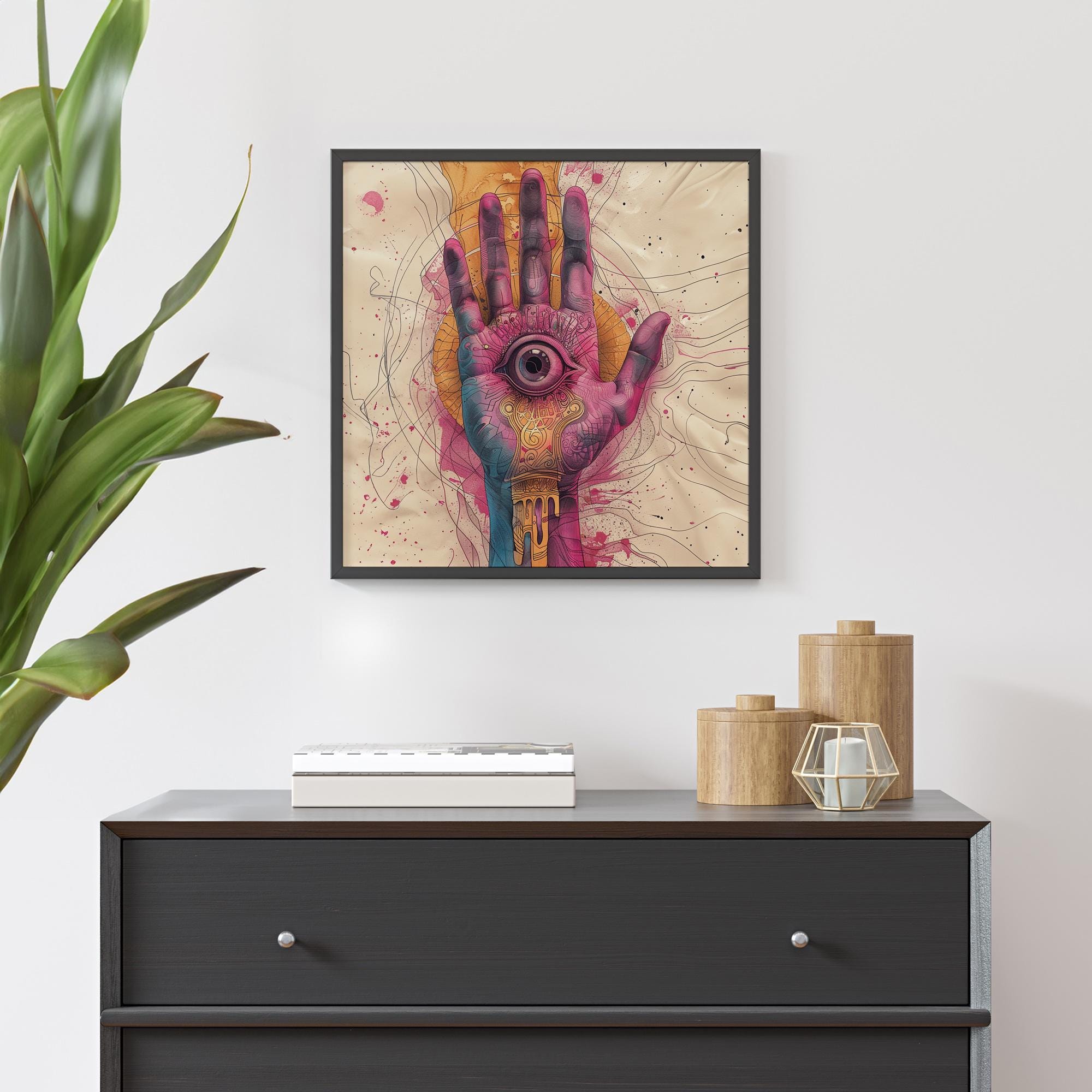 Mystical Third Eye Hand Wall Art – Surreal Psychedelic Framed Poster - Etsy