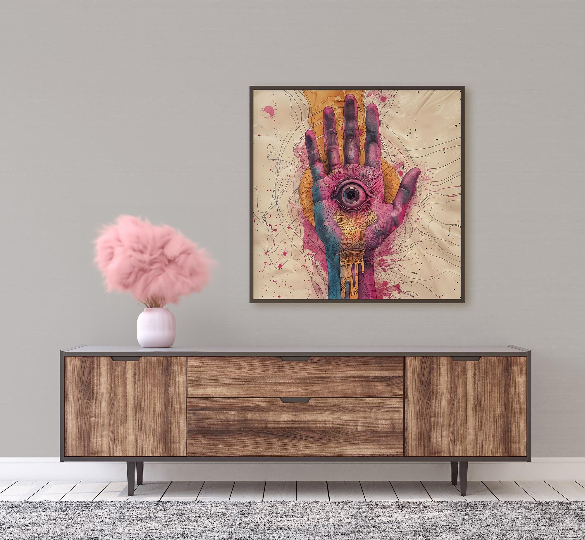 Mystical Third Eye Hand Wall Art – Surreal Psychedelic Framed Poster - Etsy