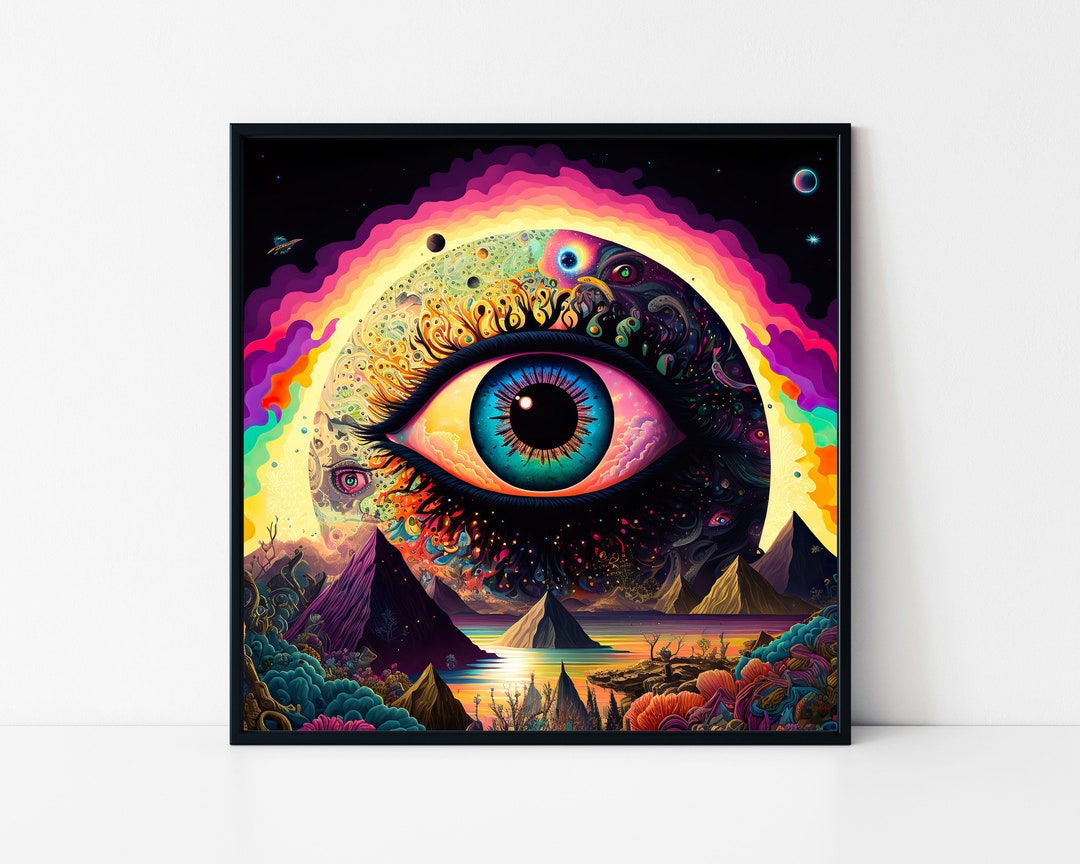 Psychedelic Planet Eye – Surreal Cosmic Vision Framed Poster - Etsy