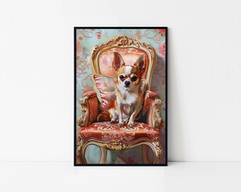 Royal Chihuahua Portrait – Cute Elegant Dog Wall Art Framed Poster