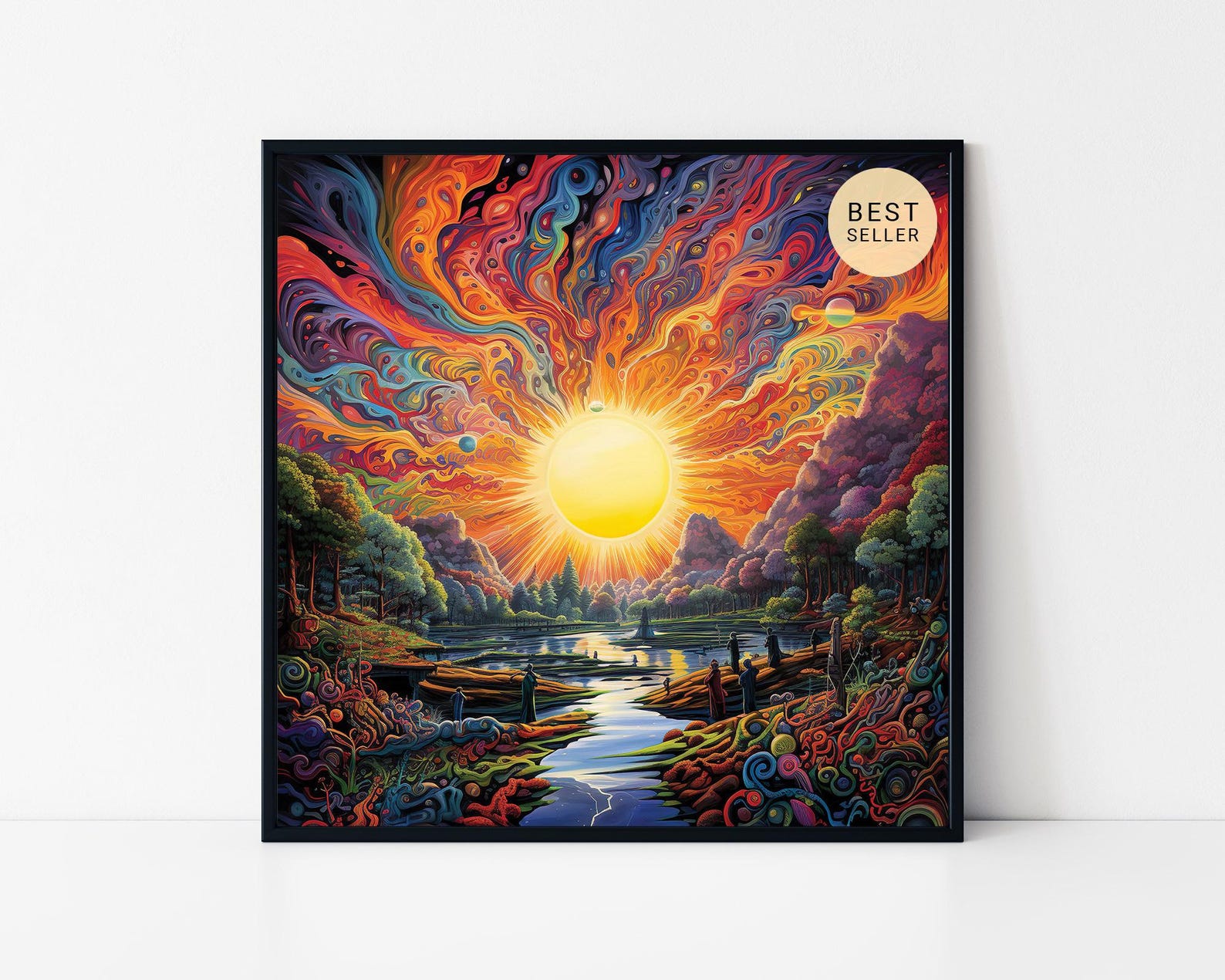 Psychedelic Sun Rays Psychedelic Sunrise Framed Poster, Colorful Sun Rays in Psychedelic ...