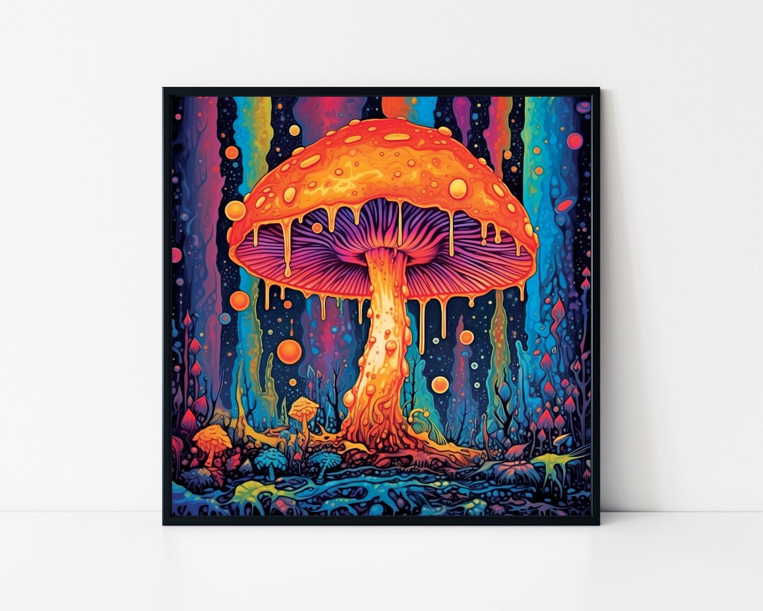 Whimsical Mushroom Landscape – Psychedelic Fantasy Wall Art, Colorful ...
