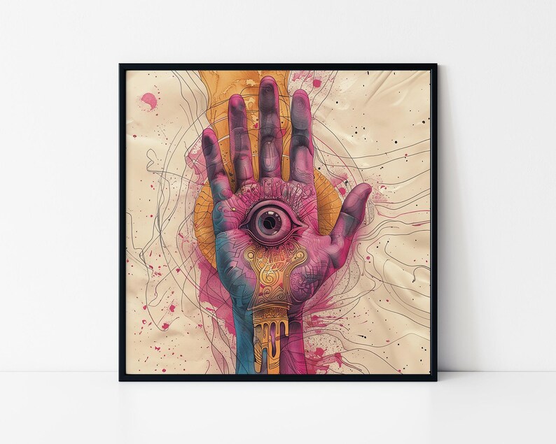 Mystical Third Eye Hand Wall Art – Surreal Psychedelic Framed Poster - Etsy