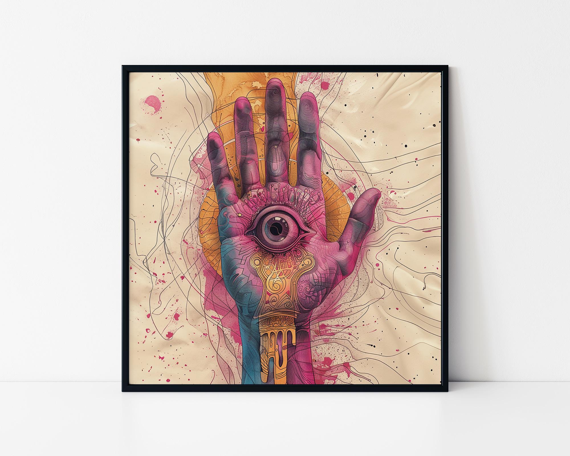 Mystical Third Eye Hand Wall Art – Surreal Psychedelic Framed Poster - Etsy
