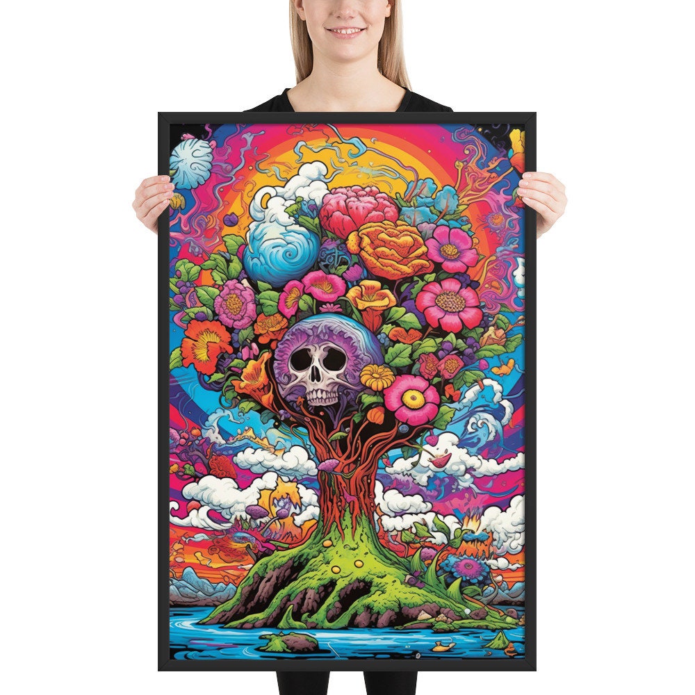 Tree of Life Psychedelic Art – Vibrant Surreal Framed Poster, Colorful ...