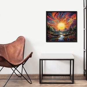 Psychedelic Sun Rays Psychedelic Sunrise Framed Poster, Colorful Sun Rays in Psychedelic ...
