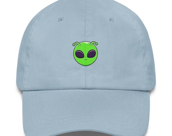 Cute Alien Face Dad Hat – Minimal Space Alien Head Cap