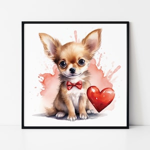 Watercolor Cute Chihuahua, Chihuahua Framed Poster, Cute Dog Watercolor Painting, Chihuahua Art, Dog Wall Art, Dog Lover Gifts, Lovely Dog.