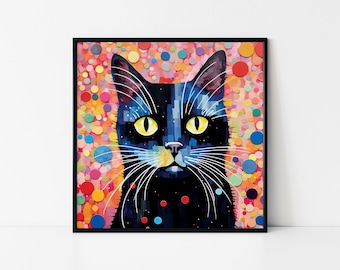 Black Cat Pop Art – Colorful Modern Framed Poster