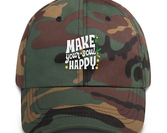 Gorra de papá con frase positiva "Alegra tu alma"