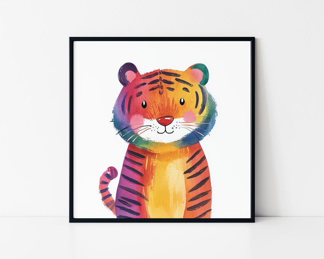 Rainbow Tiger – Cute Watercolor Tiger Nursery Framed Poster - Etsy