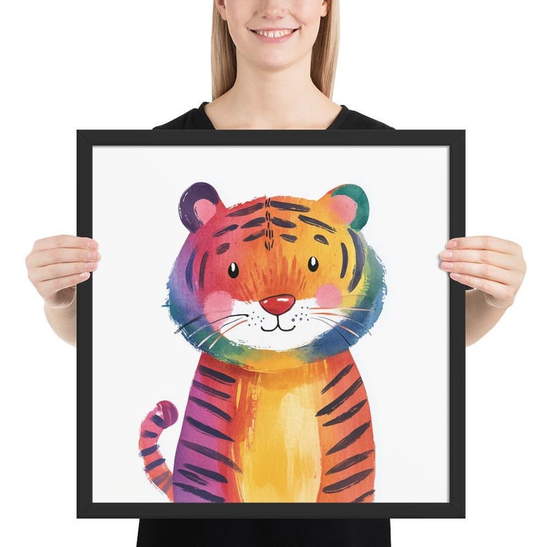 Rainbow Tiger – Cute Watercolor Tiger Nursery Framed Poster - Etsy