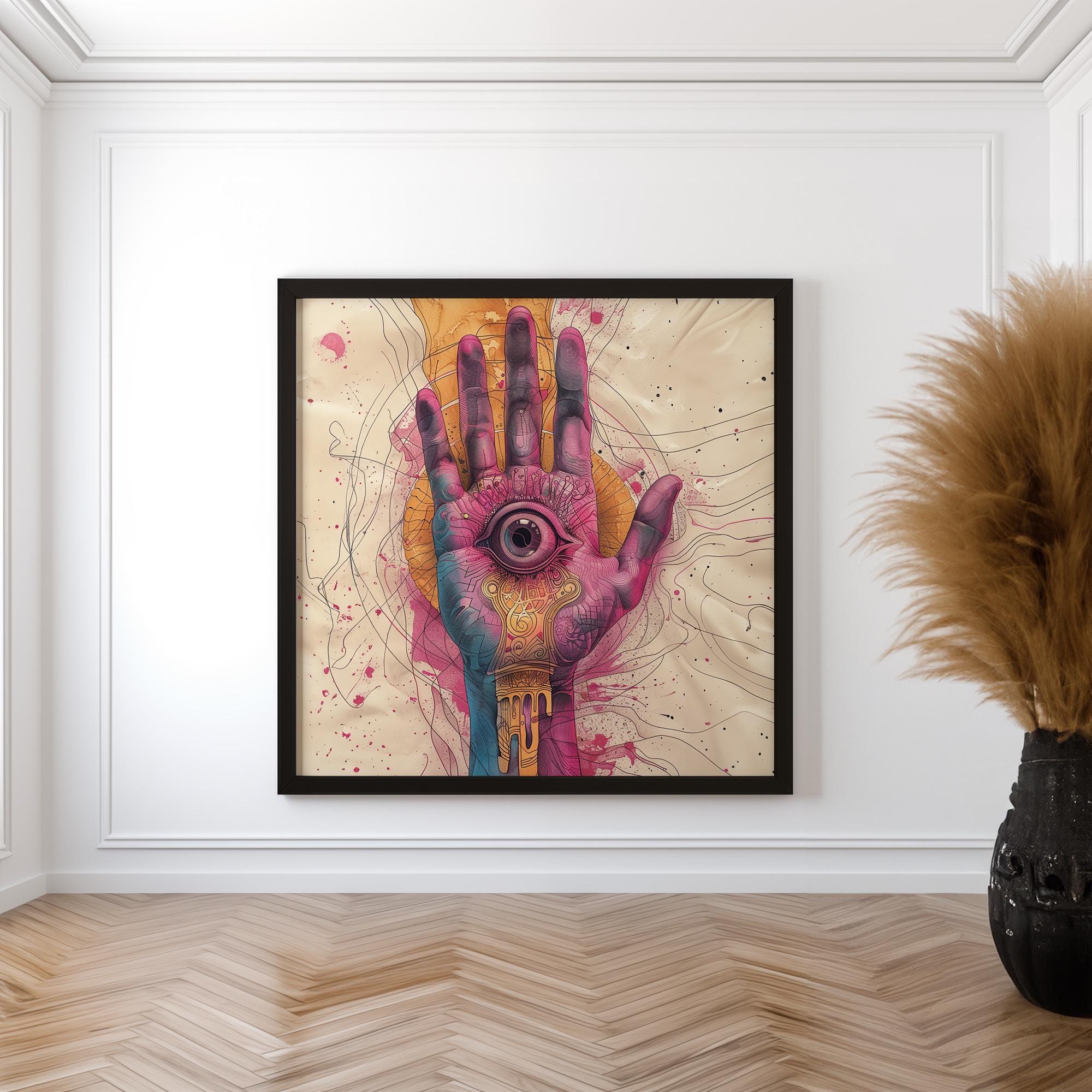 Mystical Third Eye Hand Wall Art – Surreal Psychedelic Framed Poster - Etsy
