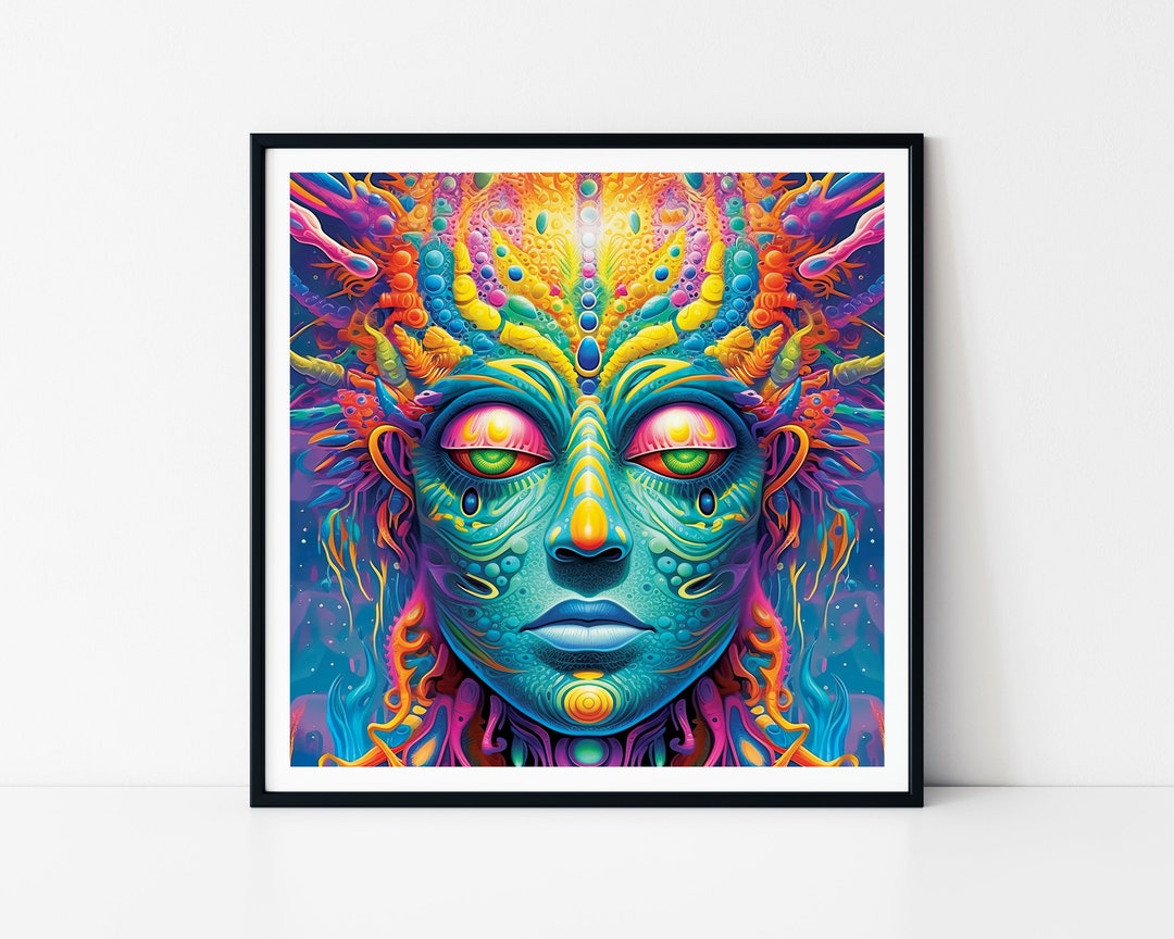 Trippy Psychedelic Head Framed Poster, Trippy Wall Art, Psychedelic Art