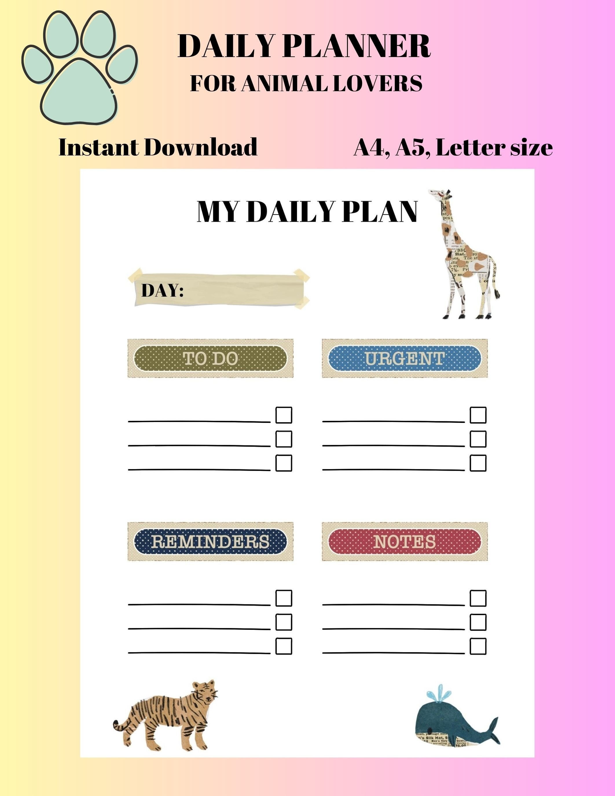 Daily Journal Printable/ Personalized Planner/ Digital - Etsy