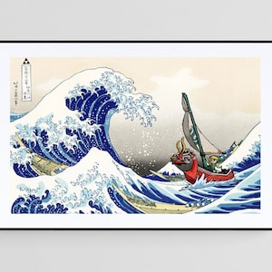 Legend of Zelda Windwaker The Great Wave of Kanagawa Art Print Poster fine art Giclée