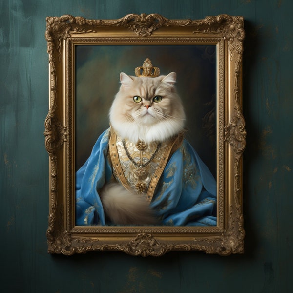 ROYAL PET PORTRAIT - Cat King, Quirky Gift, Cat Painting