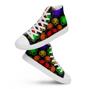 Rainbow Mushrooms - Women’s high top canvas shoes