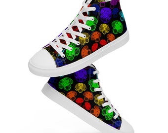 Rainbow Mushrooms - Men’s high top canvas shoes