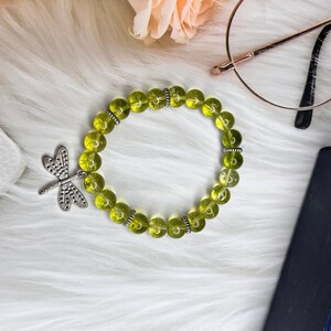 Peridot Bracelet | 8 MM Natural Beads |  August Birthstone | Peridot Crystal Gemstone | Bracelet with peridot | Green Peridot Bracelet |