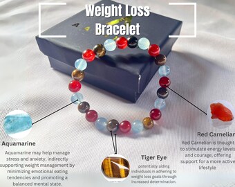 Pulsera de cuentas de 8 mm para adelgazar: ayuda al metabolismo, ideal para Navidad.