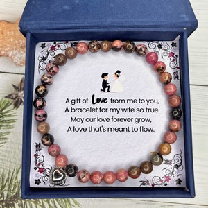 Presente para esposa | Presente de Natal para esposa | Linda pulseira de amor para esposa com cartão de mensagem | Presente para ela | Enfeites de Natal para a esposa.