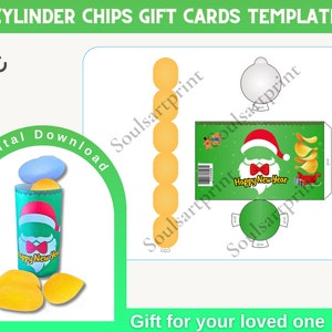 Plantilla de caja de papas fritas cilíndrica, tarjetas de regalo de papas fritas, plantilla de caja de regalo para mamá, regalo para mamá, papas fritas apilables a base de papas para mamá, imprimible