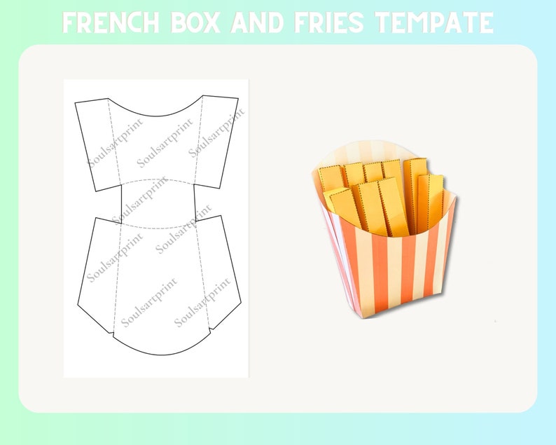 French Fry Box Template, DIY Gift, French Fries Template, Gift Box
