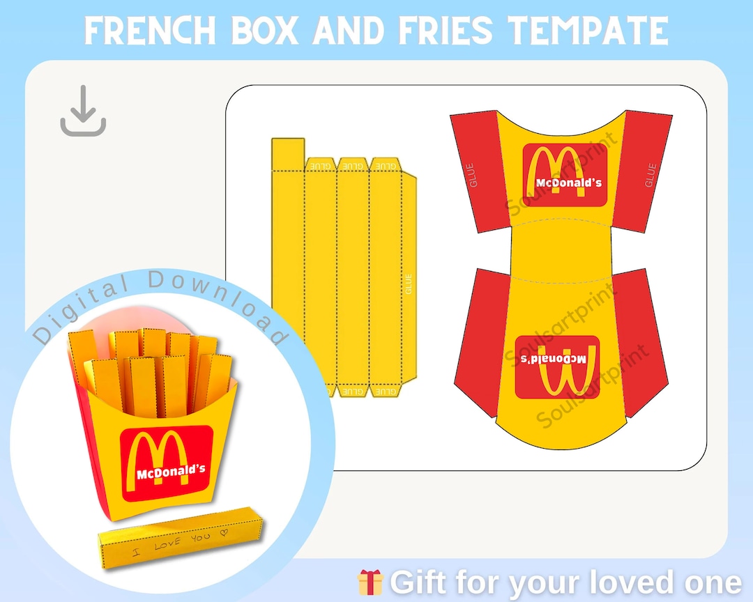 French Fry Box Template French Fries Template Gift Box Template