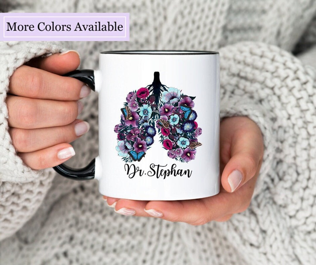 Personalized Floral Human Lungs Coffee Mug, Pulmonologist Appreciation