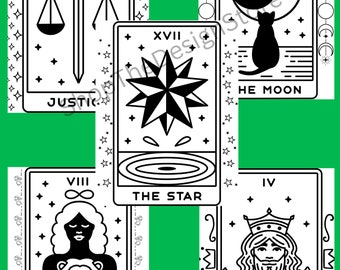 Tarot Card Coloring Book: 22 Printable Pages (Digital Download)
