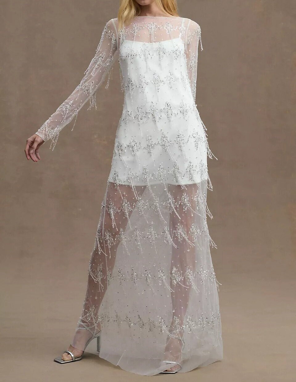 Sheer Tulle Overlay With Sequence.handmade Embellished Cover Up.tulle