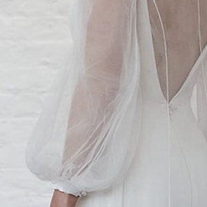 Wedding Cover up Tulle Floor Length Coat/Bridal Robe Victorian Nightgown/Bridal Jacket/Minimal Bridal Wrap/Bridal Separates/Tulle Cover up image 3