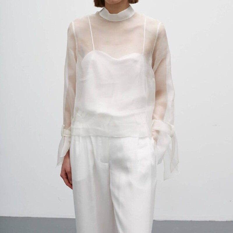 Organza Sheer Blouse With 3D Skirt
