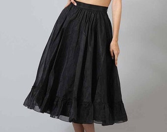 Dames organza rok met franjes, klassiek minimalistisch bruidsmeisje scheidt, elegante mooie feestrok, vakantiejurk, vintage stijl outfit